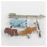 Southwestern Style Inlay Animal Fetish Arrow Pin Brooch