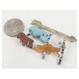 Southwestern Style Inlay Animal Fetish Arrow Pin Brooch