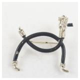 Vintage Poodle Dog Brooch Black Enamel and Rhinestone Pin