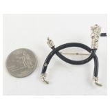 Vintage Poodle Dog Brooch Black Enamel and Rhinestone Pin