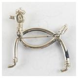 Vintage Poodle Dog Brooch Black Enamel and Rhinestone Pin