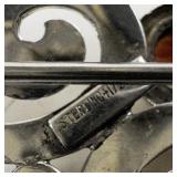 Sterling Silver (Vermeil) Brooch with Red Stone Accents