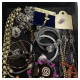 Large Assorted Fashion Jewelry Lot - Bracelets, Necklaces, Brooches, and Earrings