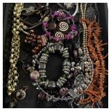 Large Assorted Fashion Jewelry Lot - Bracelets, Necklaces, Brooches, and Earrings