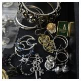 Large Costume Jewelry Lot with Necklaces, Bracelets, Earrings and Brooches