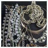 Large Costume Jewelry Lot with Necklaces, Bracelets, Earrings and Brooches