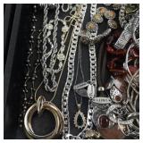Large Costume Jewelry Lot with Necklaces, Bracelets, Earrings and Brooches