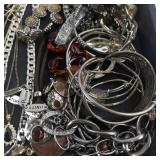 Large Costume Jewelry Lot with Necklaces, Bracelets, Earrings and Brooches