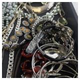 Large Costume Jewelry Lot with Necklaces, Bracelets, Earrings and Brooches