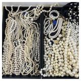 Large Collection of Faux Pearl & Beaded Costume Jewelry Necklaces