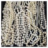 Large Collection of Faux Pearl & Beaded Costume Jewelry Necklaces