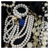 Large Collection of Faux Pearl & Beaded Costume Jewelry Necklaces