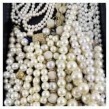 Large Collection of Faux Pearl & Beaded Costume Jewelry Necklaces
