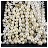 Large Collection of Faux Pearl & Beaded Costume Jewelry Necklaces