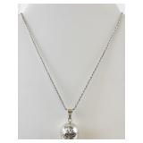 Sterling Silver "Save The Children" Bell Pendant Necklace with Family Motif