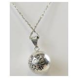 Sterling Silver "Save The Children" Bell Pendant Necklace with Family Motif