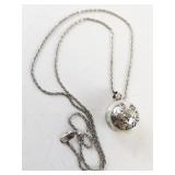 Sterling Silver "Save The Children" Bell Pendant Necklace with Family Motif