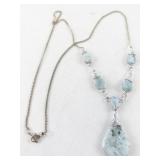 Sterling Silver Larimar Teardrop Pendant Necklace