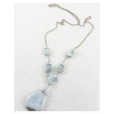 Sterling Silver Larimar Teardrop Pendant Necklace