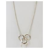 Sterling Silver Interlocking Circle Pendant Necklace