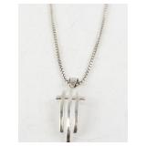 Sterling Silver Triple Cross Pendant Necklace 16in 4.38dwt