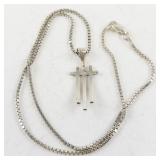 Sterling Silver Triple Cross Pendant Necklace 16in 4.38dwt