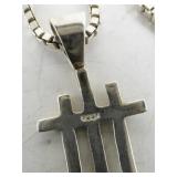 Sterling Silver Triple Cross Pendant Necklace 16in 4.38dwt