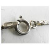 Sterling Silver Italy 18 Inch Necklace with Pendant and Clear Stone 7.25 DWT