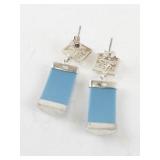 Sterling Silver and Turquoise Bracelet with Matching Earrings Set