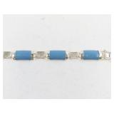 Sterling Silver and Turquoise Bracelet with Matching Earrings Set