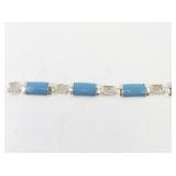 Sterling Silver and Turquoise Bracelet with Matching Earrings Set