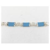 Sterling Silver and Turquoise Bracelet with Matching Earrings Set