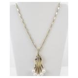 Sarah Coventry Gold Tone Necklace with Pearl Drop Pendant