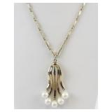Sarah Coventry Gold Tone Necklace with Pearl Drop Pendant