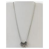 Marcasite and CZ Slide Pendant Sterling Silver Necklace