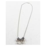 Marcasite and CZ Slide Pendant Sterling Silver Necklace