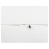 Sterling Silver Necklace with Blue Stone Pendant,
