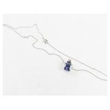 Sterling Silver Necklace with Blue Stone Pendant,