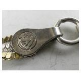 9-Inch Twisted Two Tone Sterling Silver Herringbone Anklet