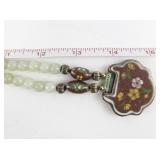 CloisonnÃ© Flower Pendant Necklace with Jadeite Beads
