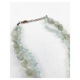Aquamarine and Quartz Beaded Necklace with Large Pendant