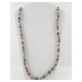 Colorful Beaded Necklace with Multi-Tone Wooden Disc Beads