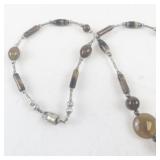 Agate Beaded Necklace with Large Agate Pendant