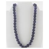 Faceted Amethyst Bead Necklace with Floral Clasp