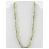 Single Strand Peridot Bead Necklace with Silver Clasp