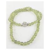 Single Strand Peridot Bead Necklace with Silver Clasp