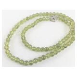 Single Strand Peridot Bead Necklace with Silver Clasp