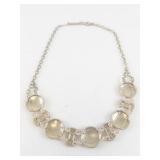 Beaded Floral Statement Necklace with Gold Tone Chain