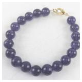 Amethyst Beaded Bracelet with Gold-Tone Clasp