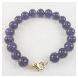 Amethyst Beaded Bracelet with Gold-Tone Clasp